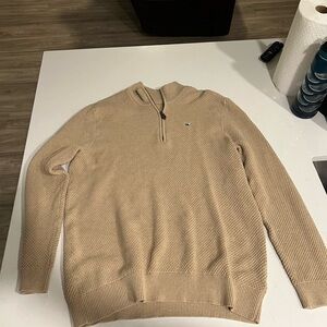 Vineyard Vines Men's Tan Zip-Up Sweater